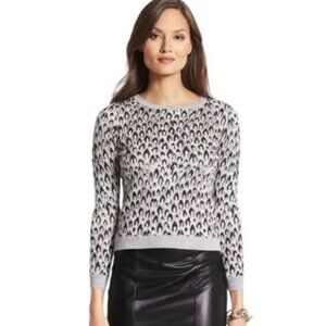Diane Von Furstenberg DVF Leopard Dance Wool Sweater Metallic Size M